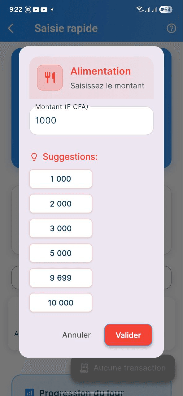 Capture d'écran: Saisie rapide gamifiée