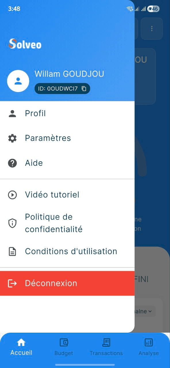 Capture d'écran: Section Abonnement dans le profil